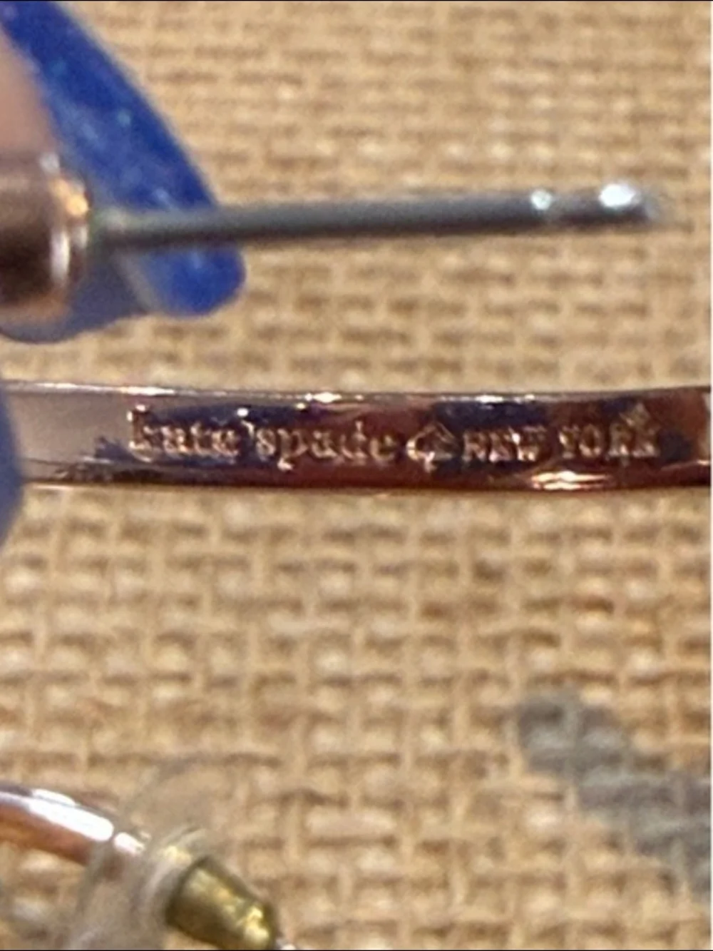 kate spade Rose Gold Hoop Earrings with Crystal Accents Size Medium 1 5